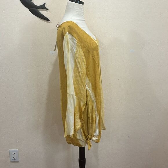 NEW! Soft Surroundings Yellow Scoop Neck Tunic ~ Side Ties ~ M - Picture 6 of 12